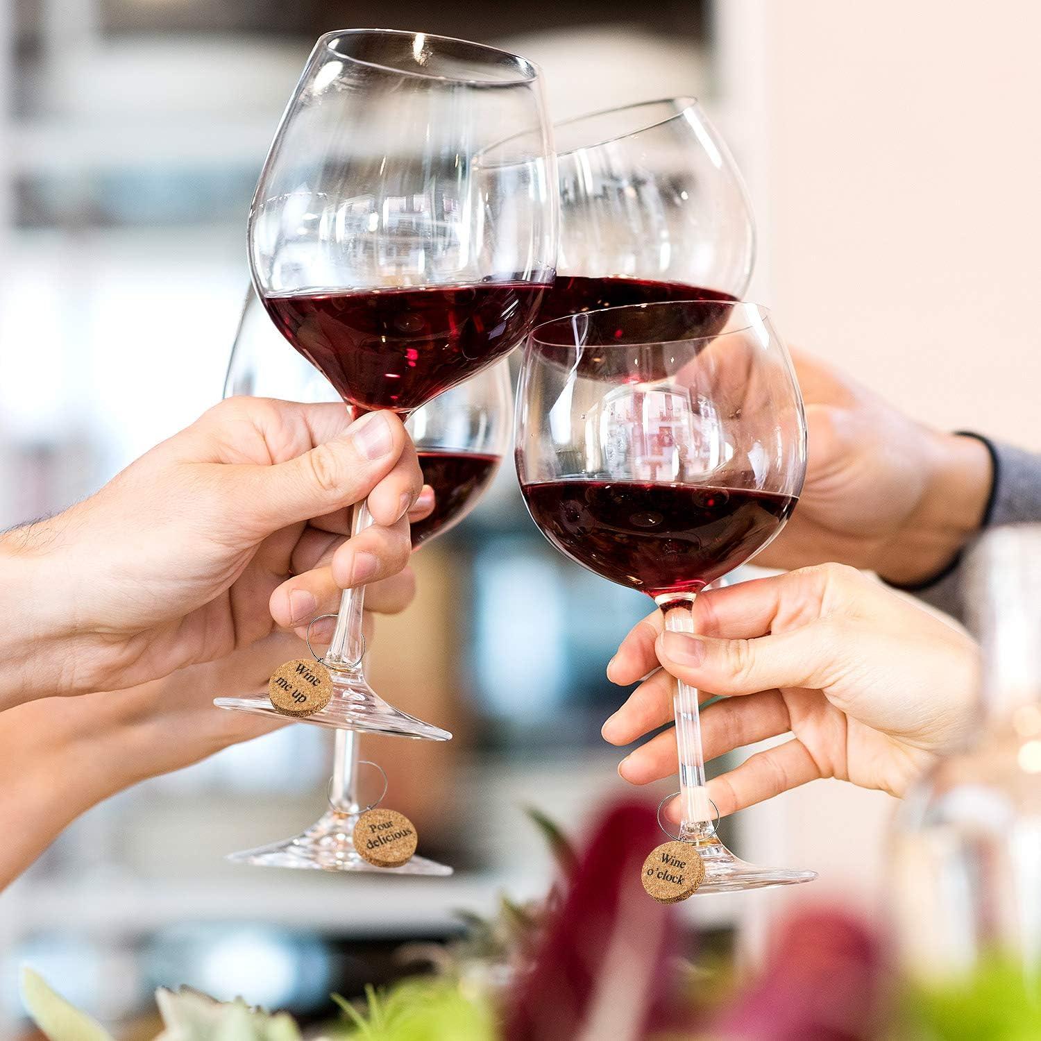 24 Marcadores de Vino de Madera para Copas - Diversos Diseños