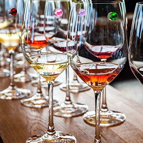 12 Marcadores de Copas de Vino Cristales Magnéticos Boao