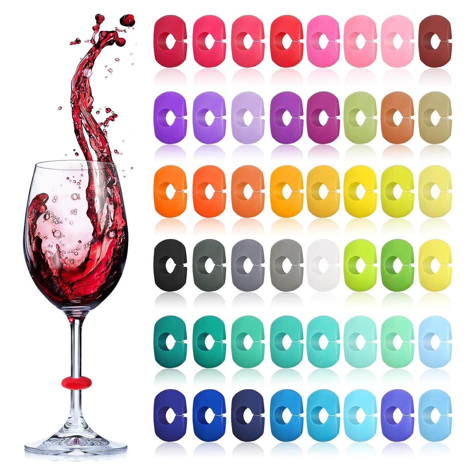 48 Marcadores de Silicona para Copas de Vino Zonon - Colores Variados