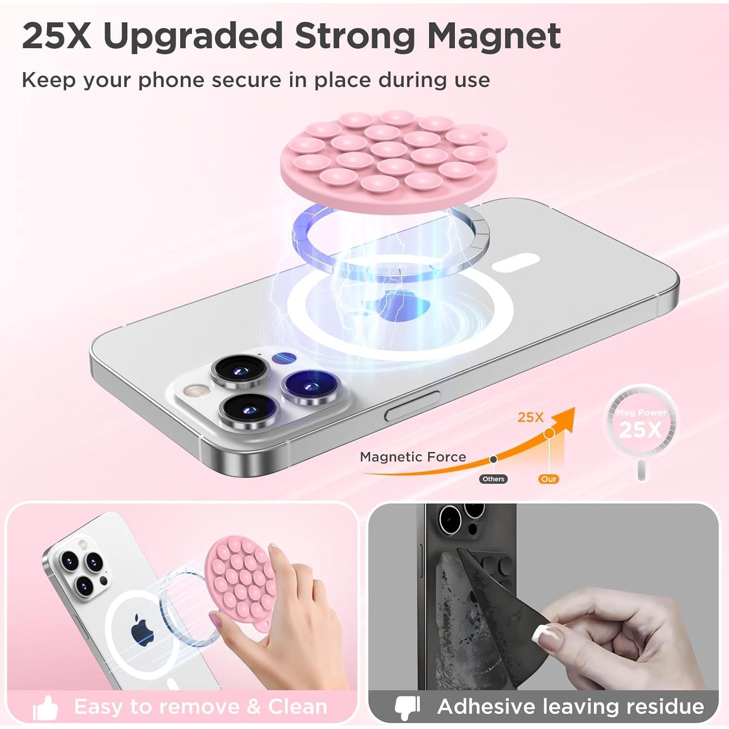 Soporte de Teléfono Magnético HSAOHD Rosa para Espejo