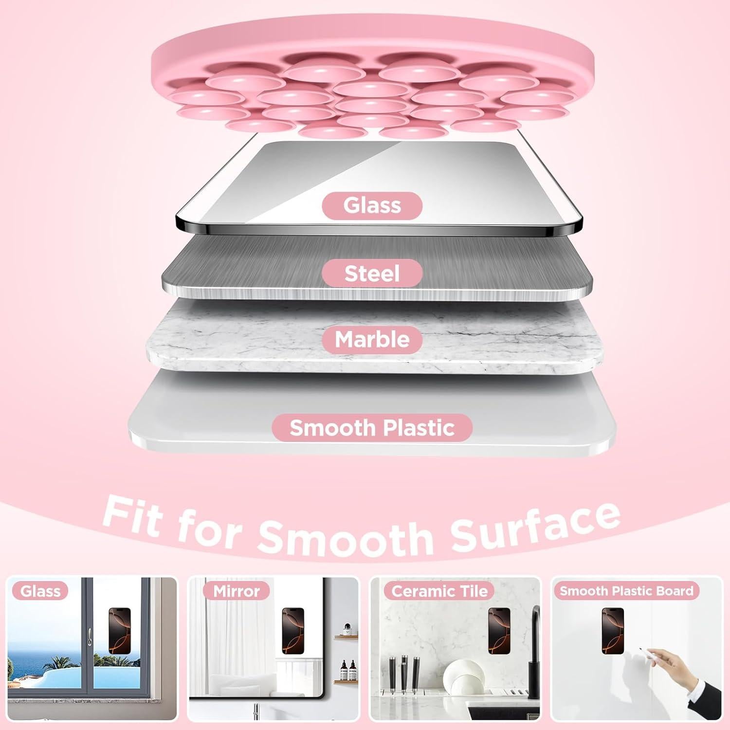 Soporte de Teléfono Magnético HSAOHD Rosa para Espejo