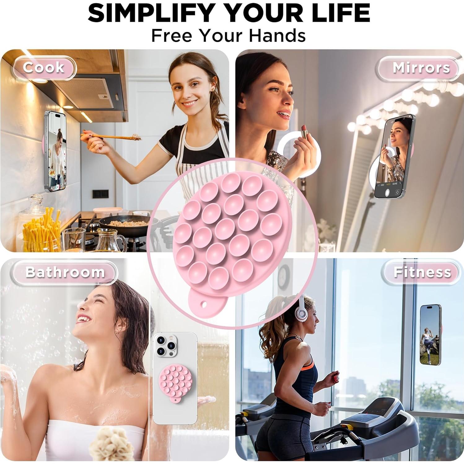 Soporte de Teléfono Magnético HSAOHD Rosa para Espejo