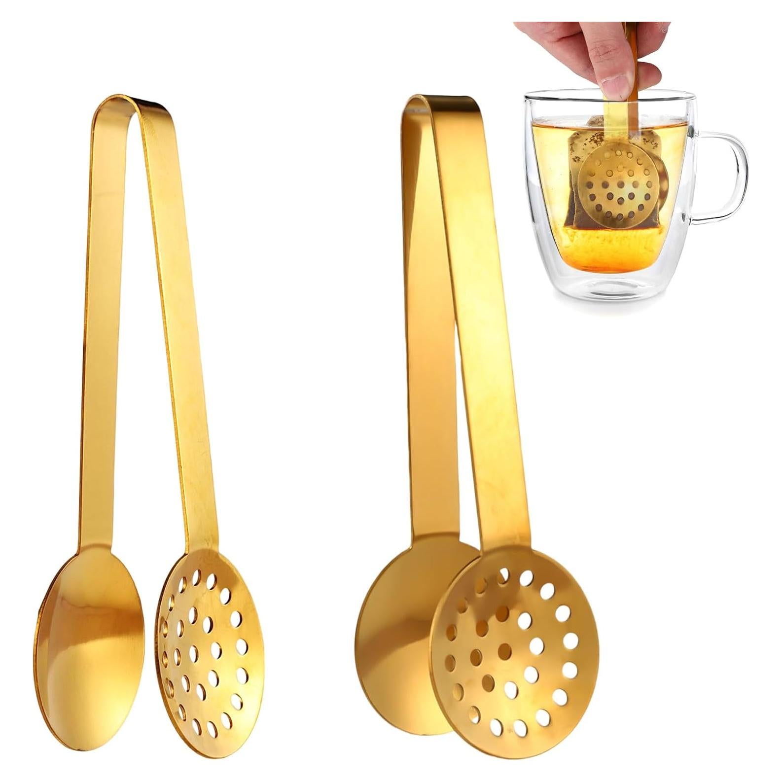 2 Pinzas para Bolsas de Té Gosknor Acero Inoxidable Dorado