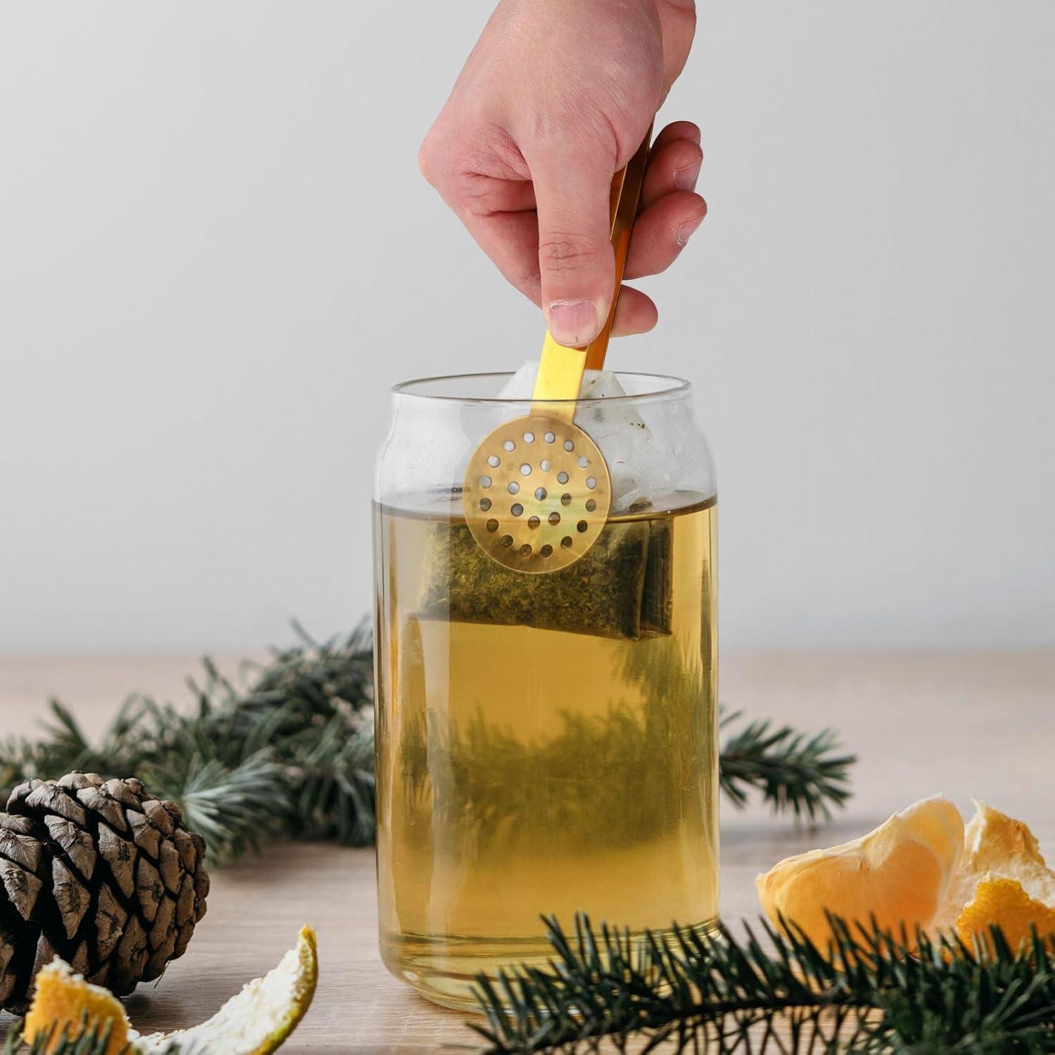 2 Pinzas para Bolsas de Té Gosknor Acero Inoxidable Dorado