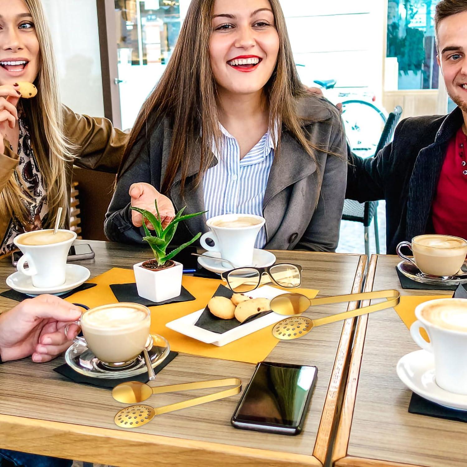 2 Pinzas para Bolsas de Té Gosknor Acero Inoxidable Dorado