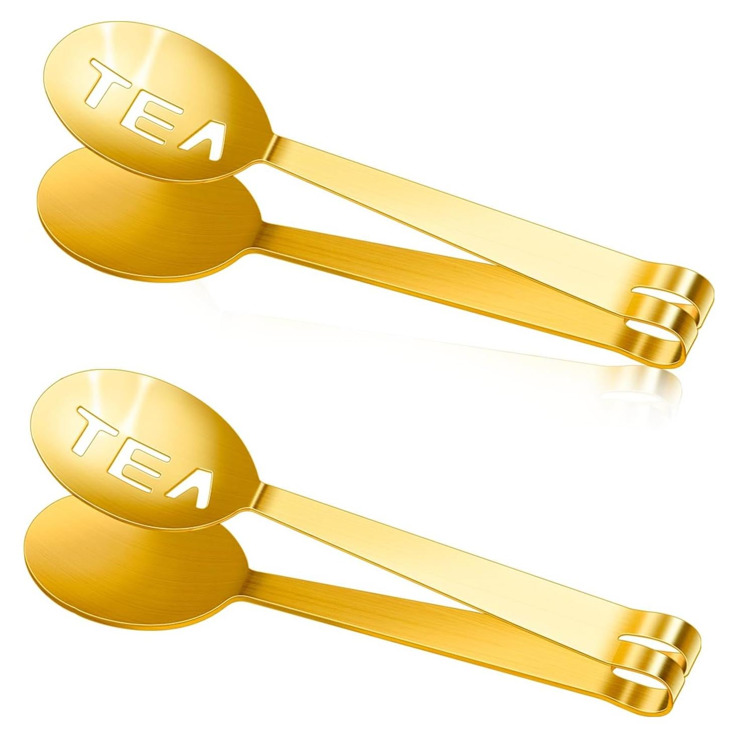 2 Pinzas de Acero Inoxidable Doradas Sliverdew para Té