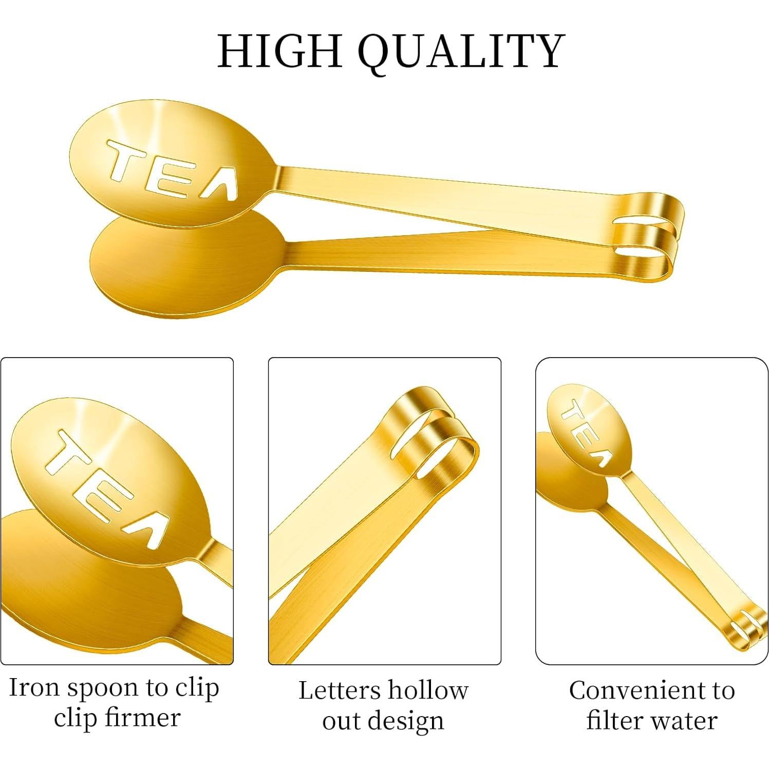2 Pinzas de Acero Inoxidable Doradas Sliverdew para Té