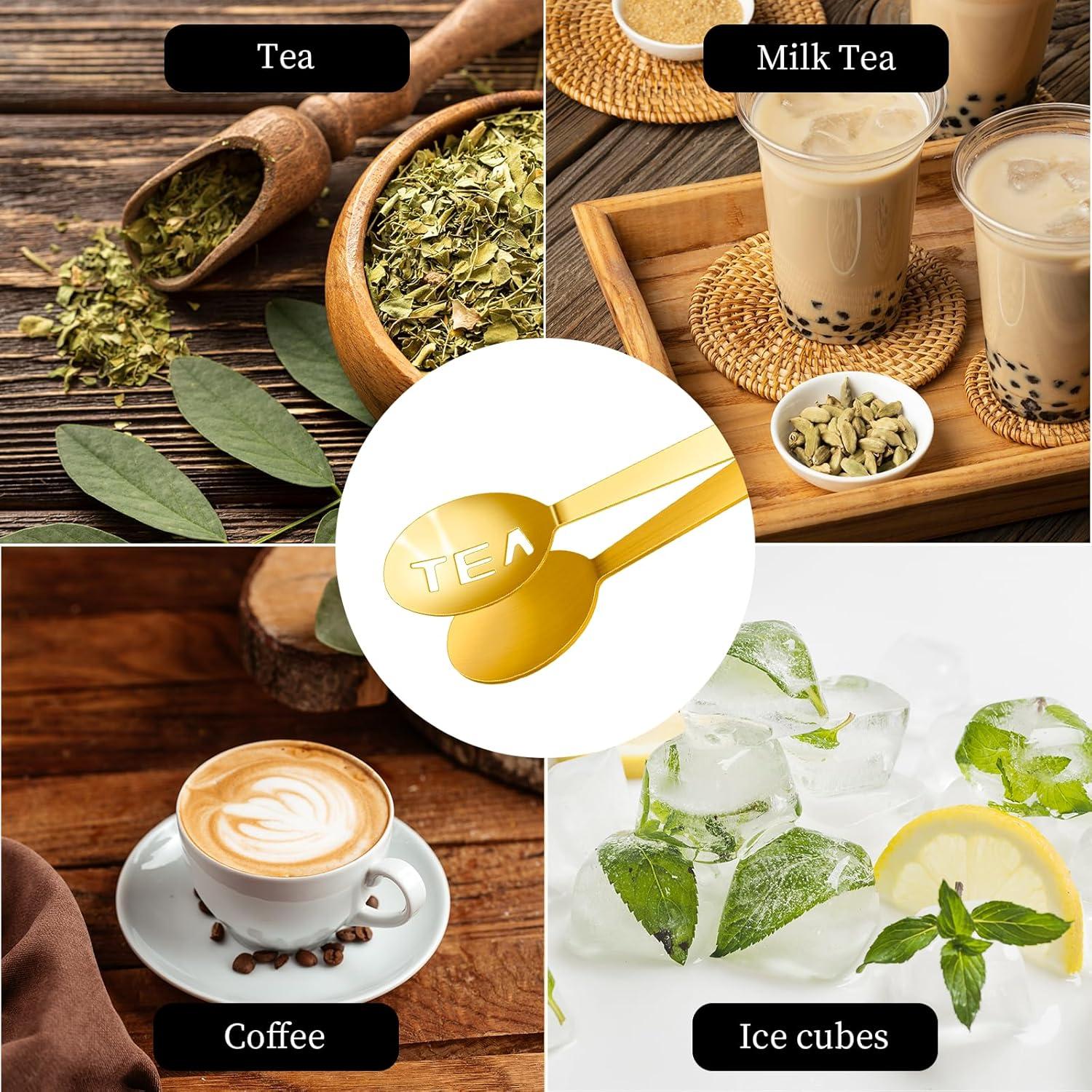 2 Pinzas de Acero Inoxidable Doradas Sliverdew para Té