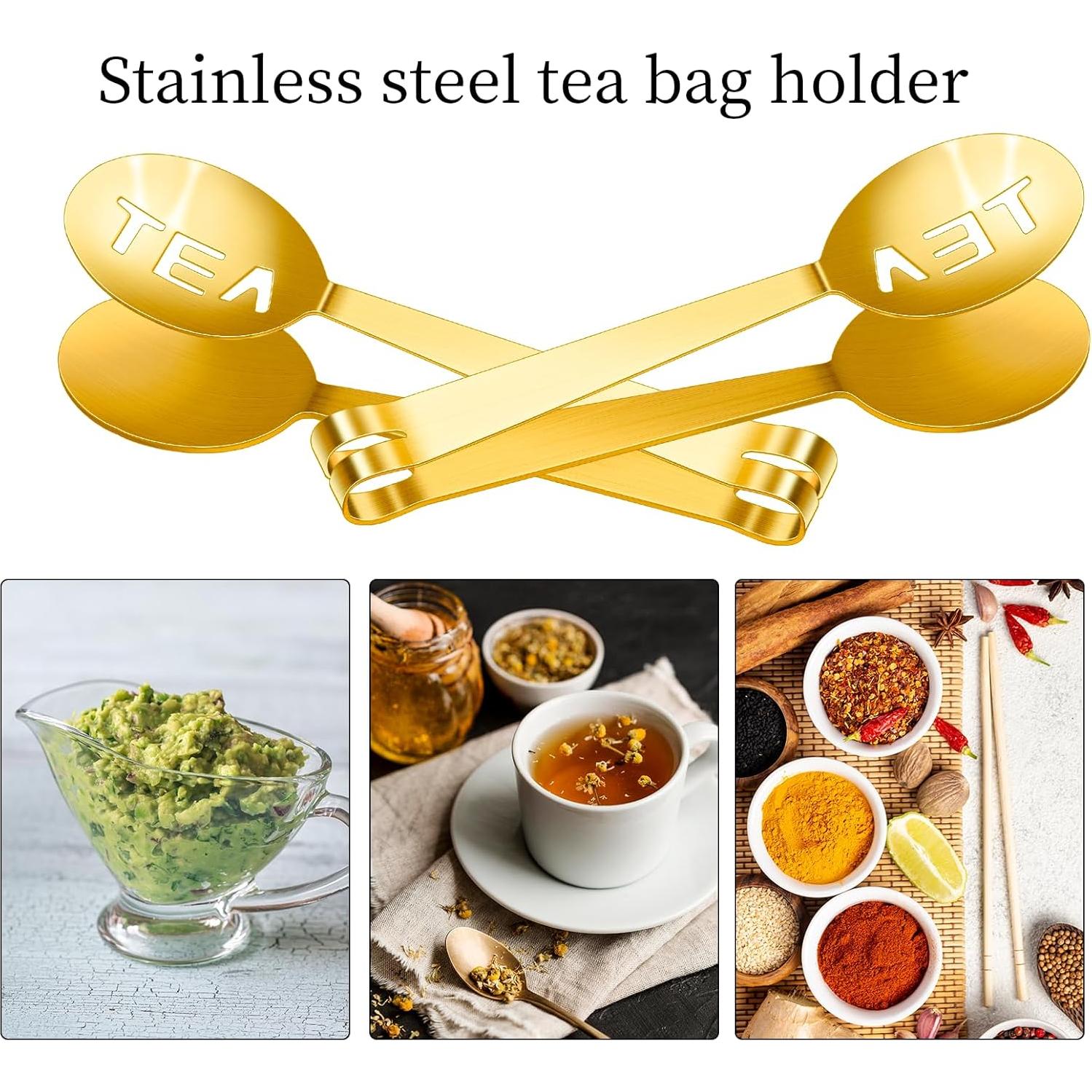 2 Pinzas de Acero Inoxidable Doradas Sliverdew para Té