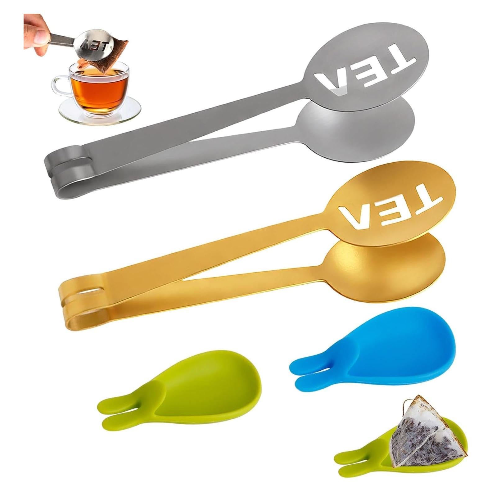 JEPELUS Exprimidor de Bolsas de Té Acero Inoxidable + Soporte