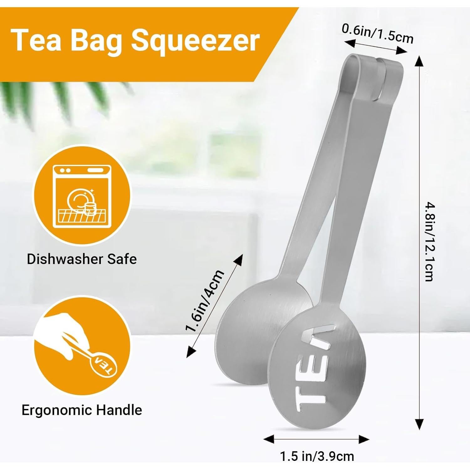 JEPELUS Exprimidor de Bolsas de Té Acero Inoxidable + Soporte