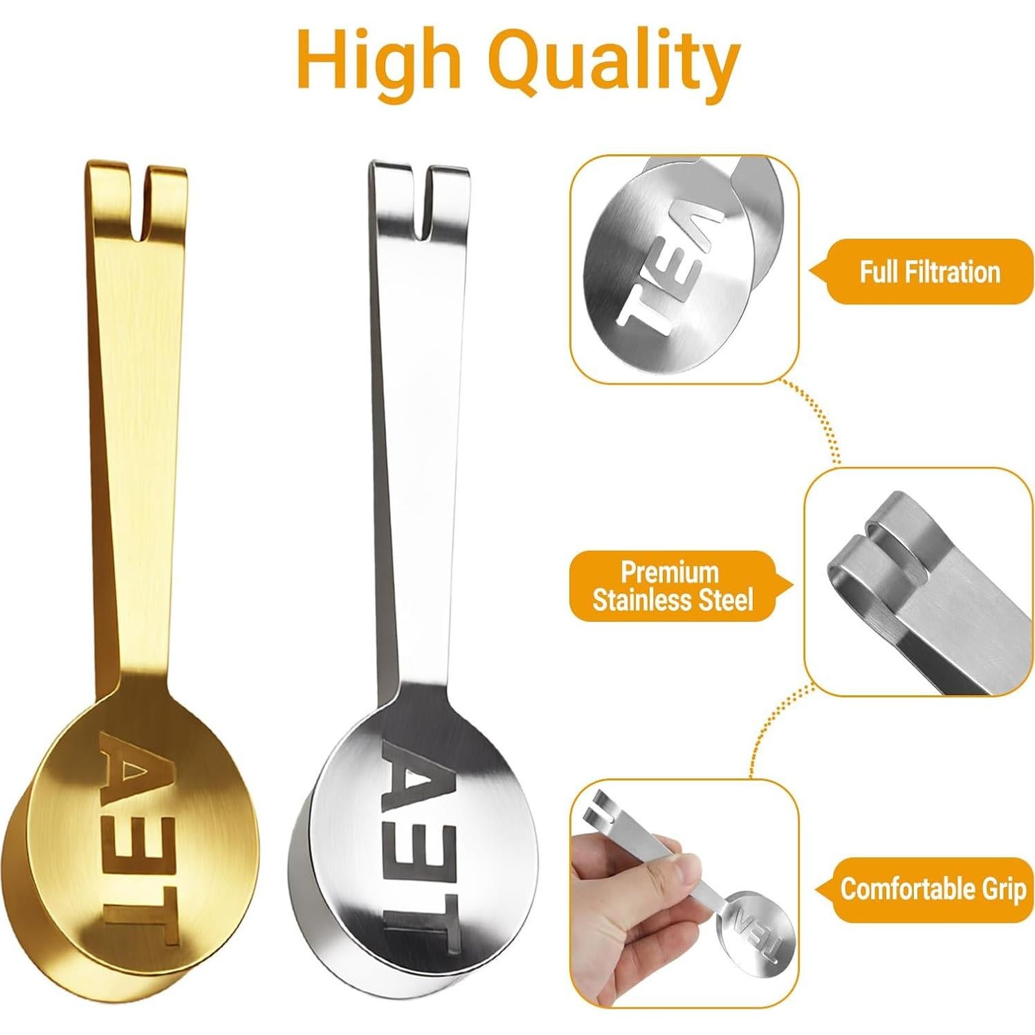 JEPELUS Exprimidor de Bolsas de Té Acero Inoxidable + Soporte