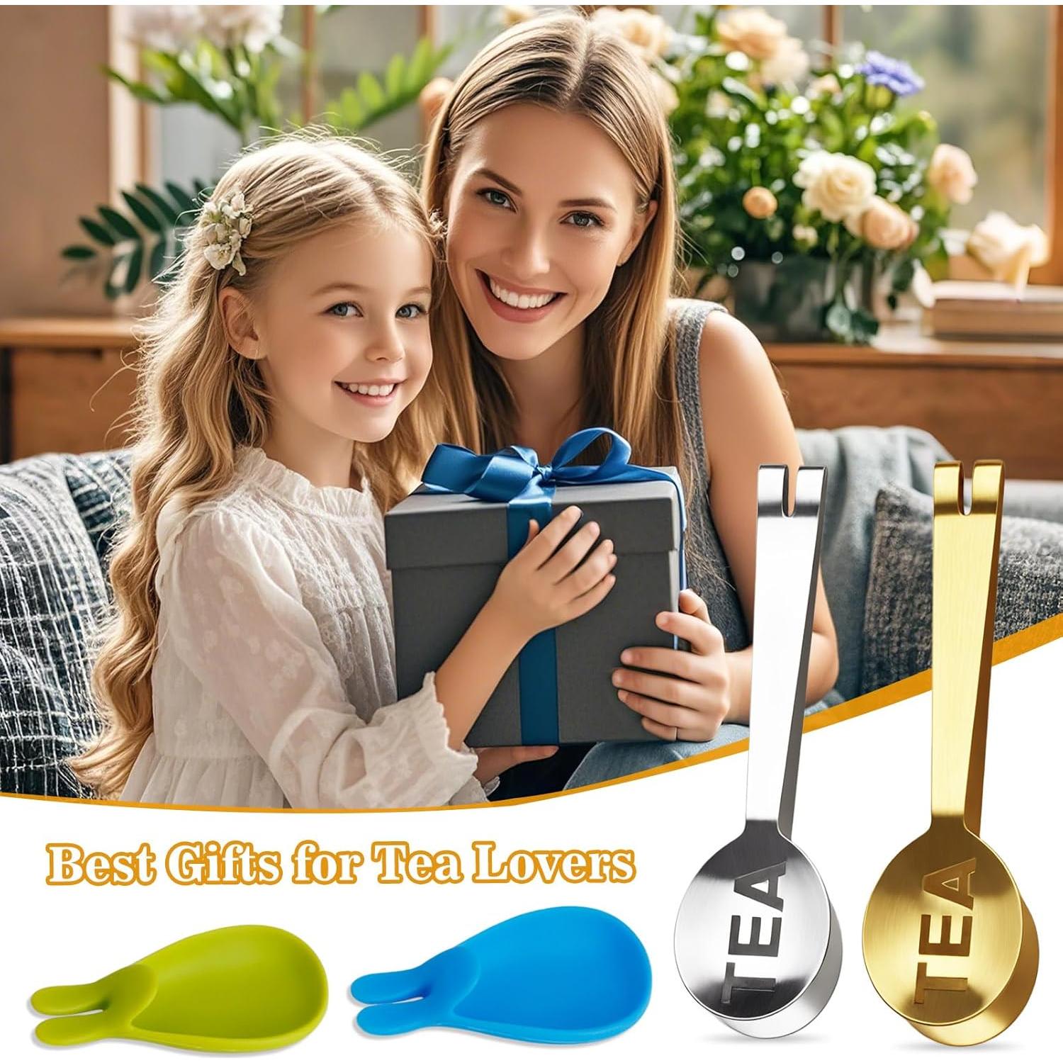 JEPELUS Exprimidor de Bolsas de Té Acero Inoxidable + Soporte