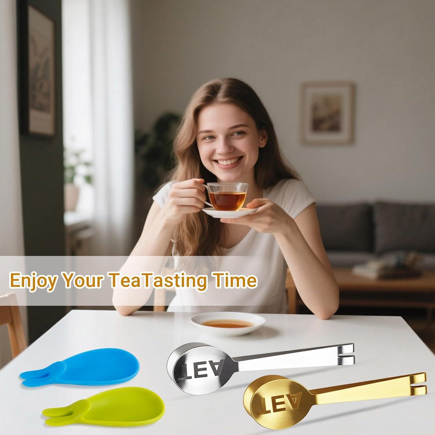 JEPELUS Exprimidor de Bolsas de Té Acero Inoxidable + Soporte