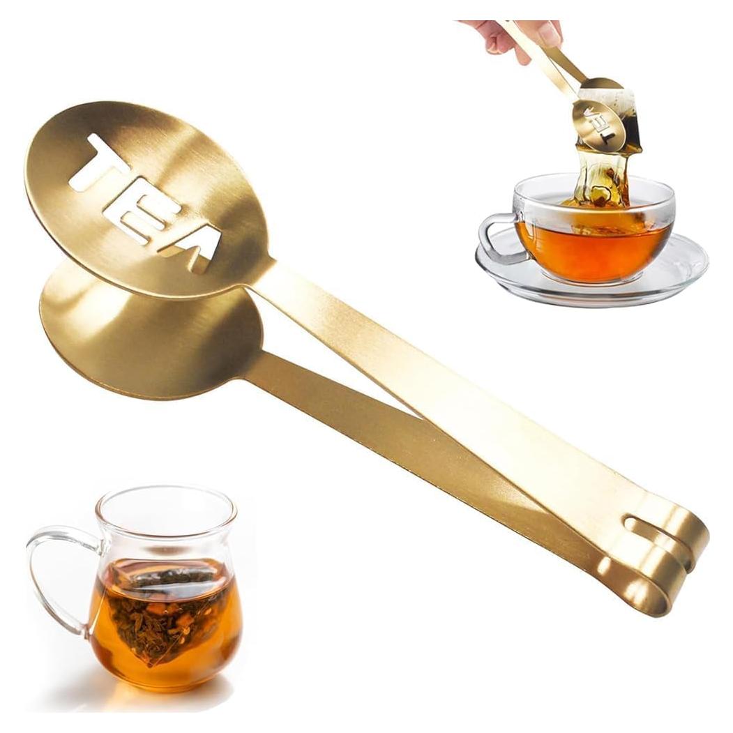 Pinzas de Té Doradas WLngtv de Acero Inoxidable 15.24 cm