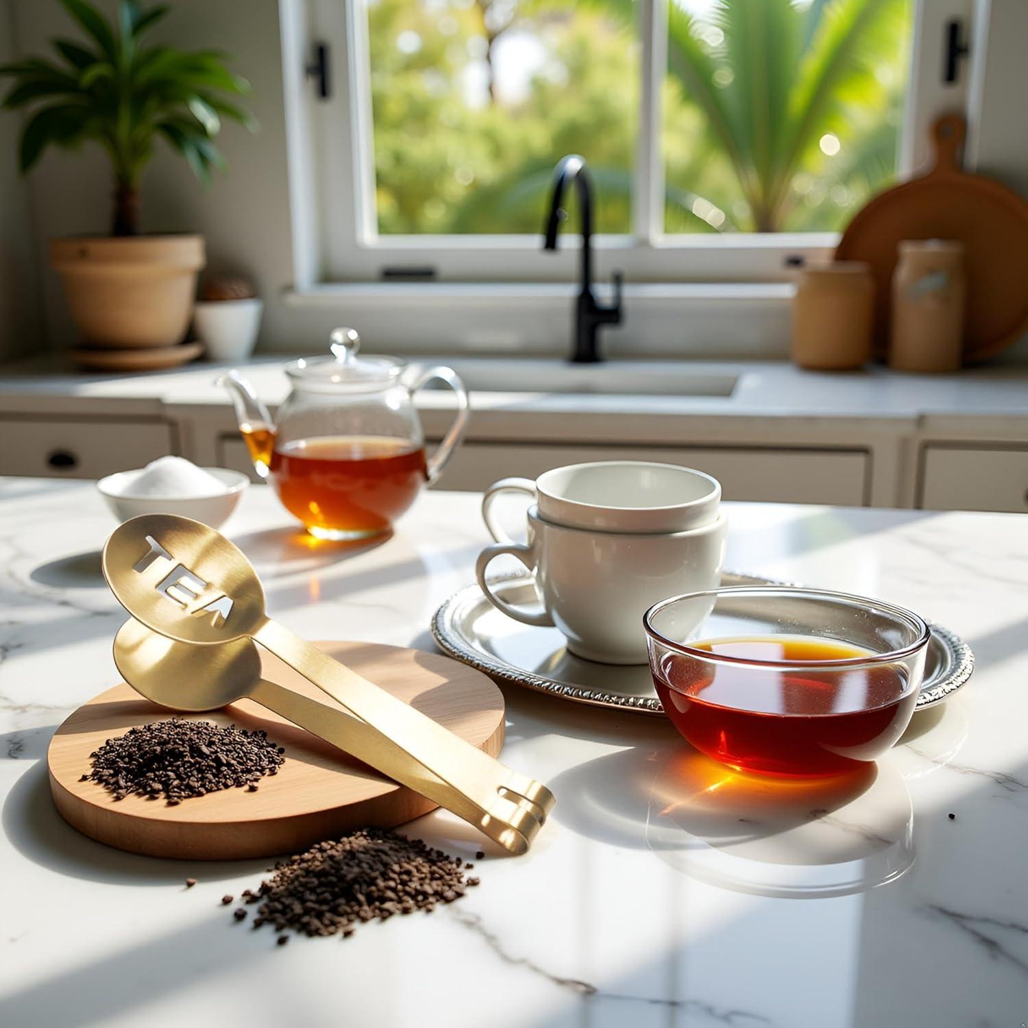 Pinzas de Té Doradas WLngtv de Acero Inoxidable 15.24 cm