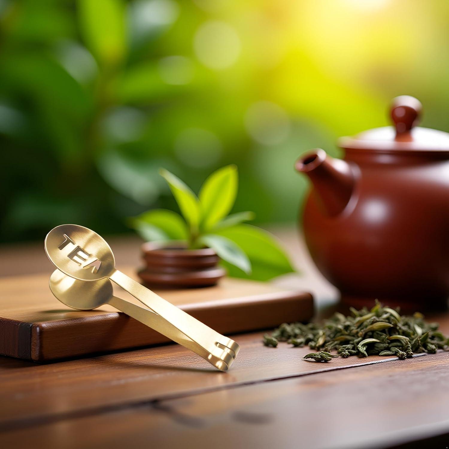 Pinzas de Té Doradas WLngtv de Acero Inoxidable 15.24 cm