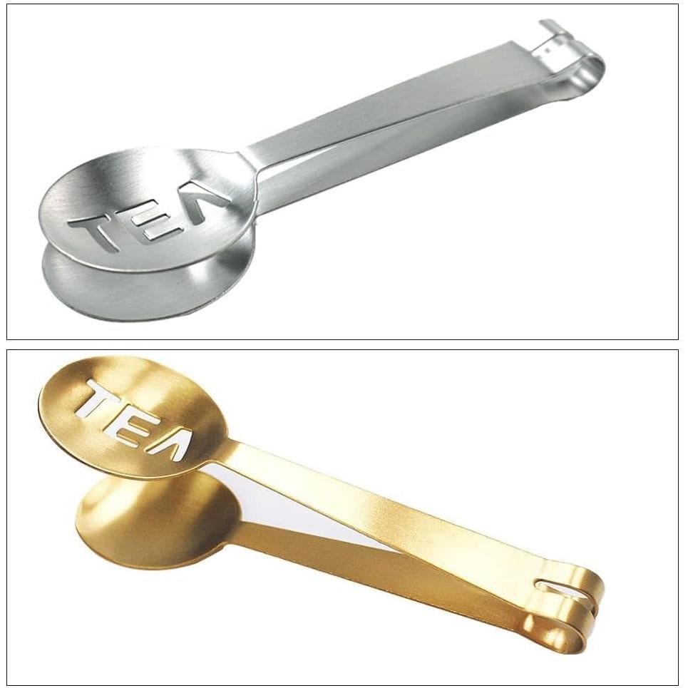 Pinzas de Té Doradas WLngtv de Acero Inoxidable 15.24 cm