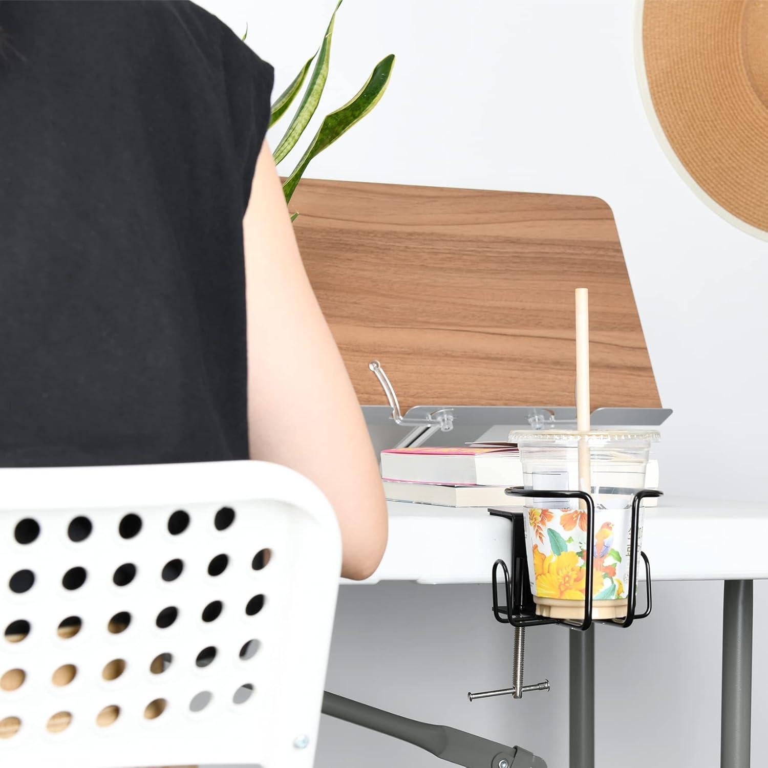 Soporte para Taza de Escritorio LEKUSHA Antidesbordamiento Negro