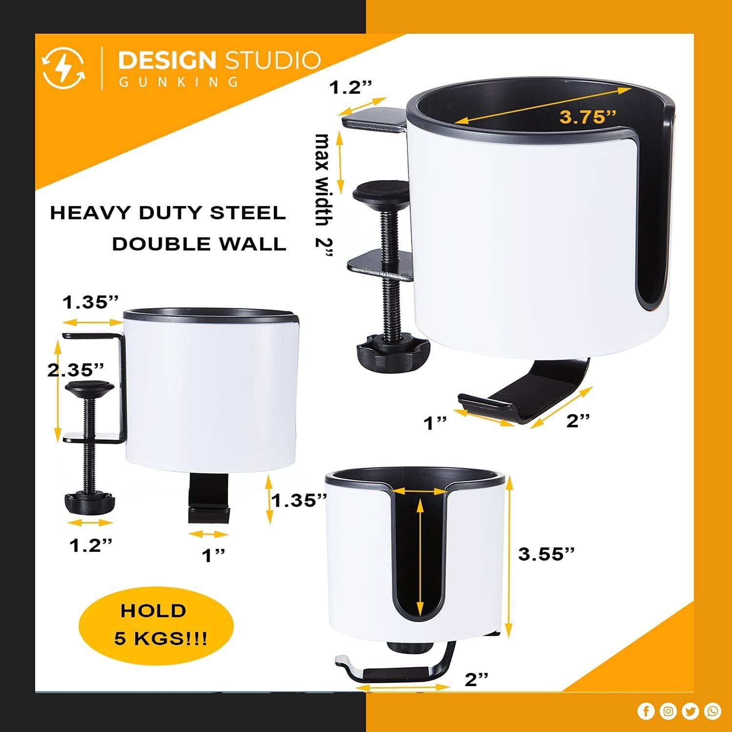 Soporte de Taza y Auriculares Gunking Blanco 2 en 1