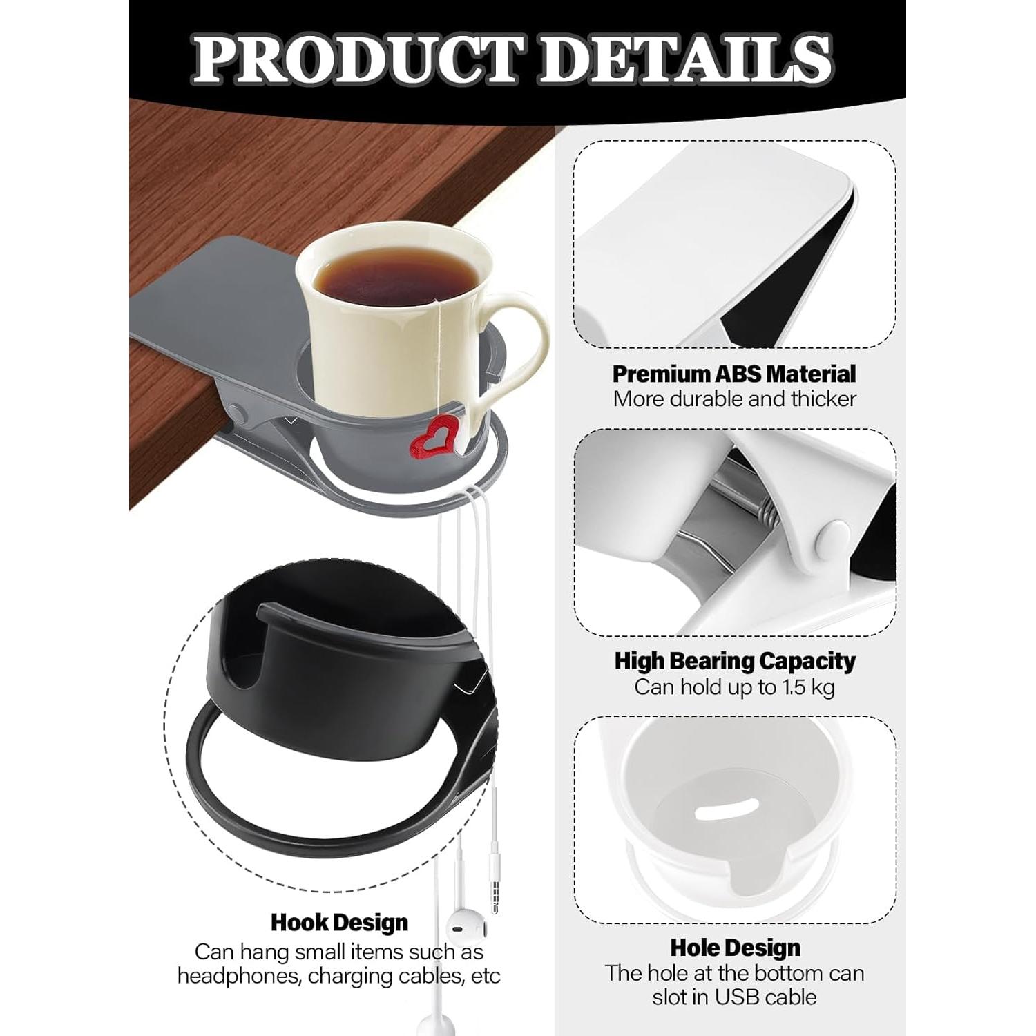 Soporte para Tazas Kalolary 3PCS Clip para Escritorio