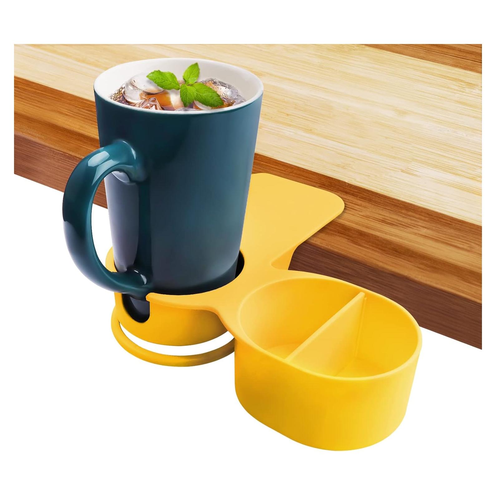 Soporte para Taza Kalolary Amarillo con Bandeja Almacenamiento