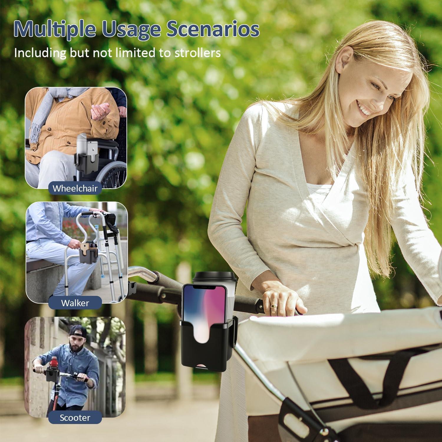 Soporte para Taza y Teléfono UMBEIBEI 2-en-1 Universal Negro