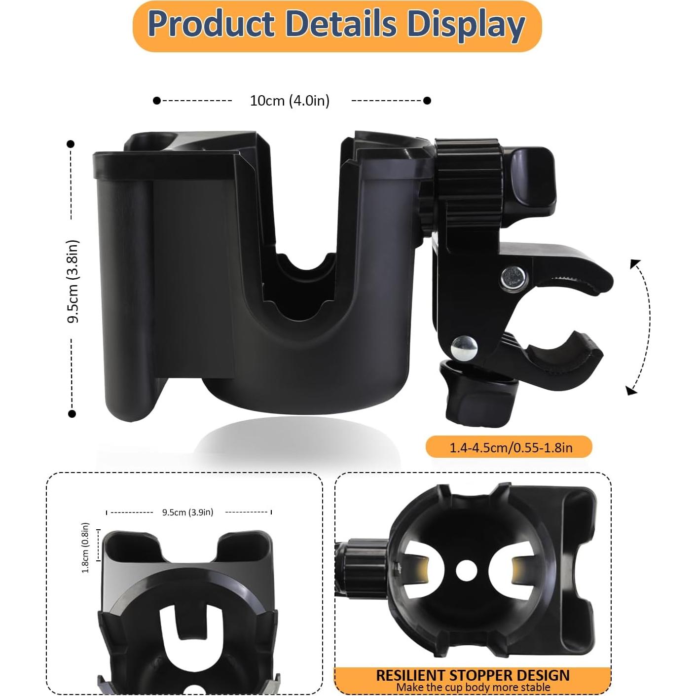 Soporte para Taza y Teléfono UMBEIBEI 2-en-1 Universal Negro