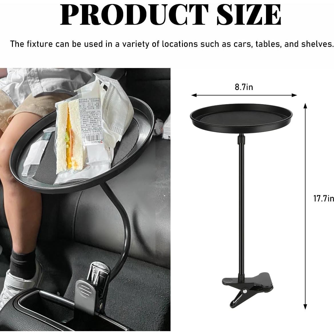 Bandeja de Comida Ajustable para Auto Povtii 22 cm Antideslizante