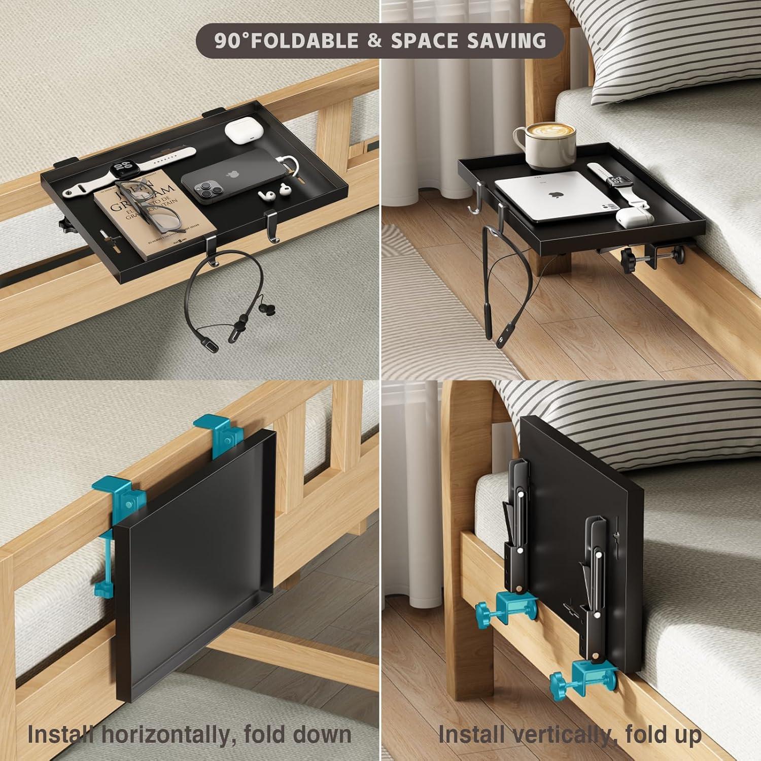 Estante de Cama Plegable Magheo Negro 32x23.5 cm Clip-On