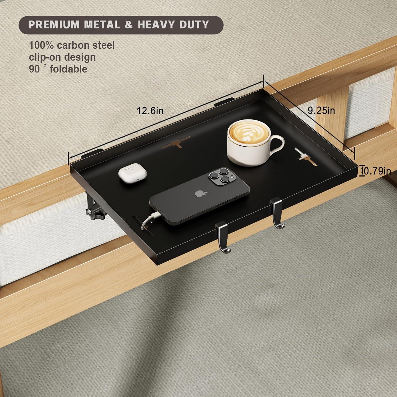 Estante de Cama Plegable Magheo Negro 32x23.5 cm Clip-On