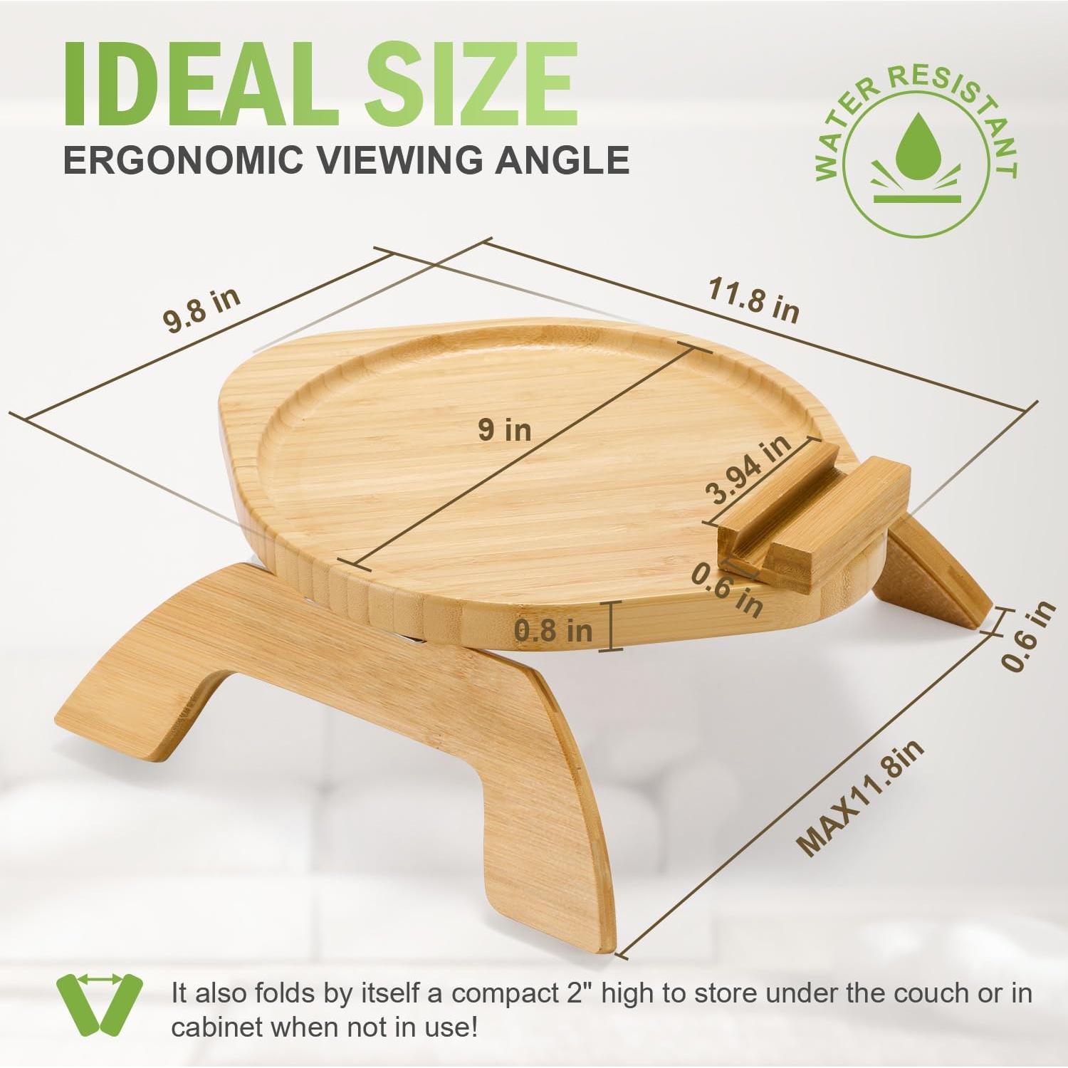 Mesa de bandeja para brazo de sofá AISONGDONG de bambú 30cm