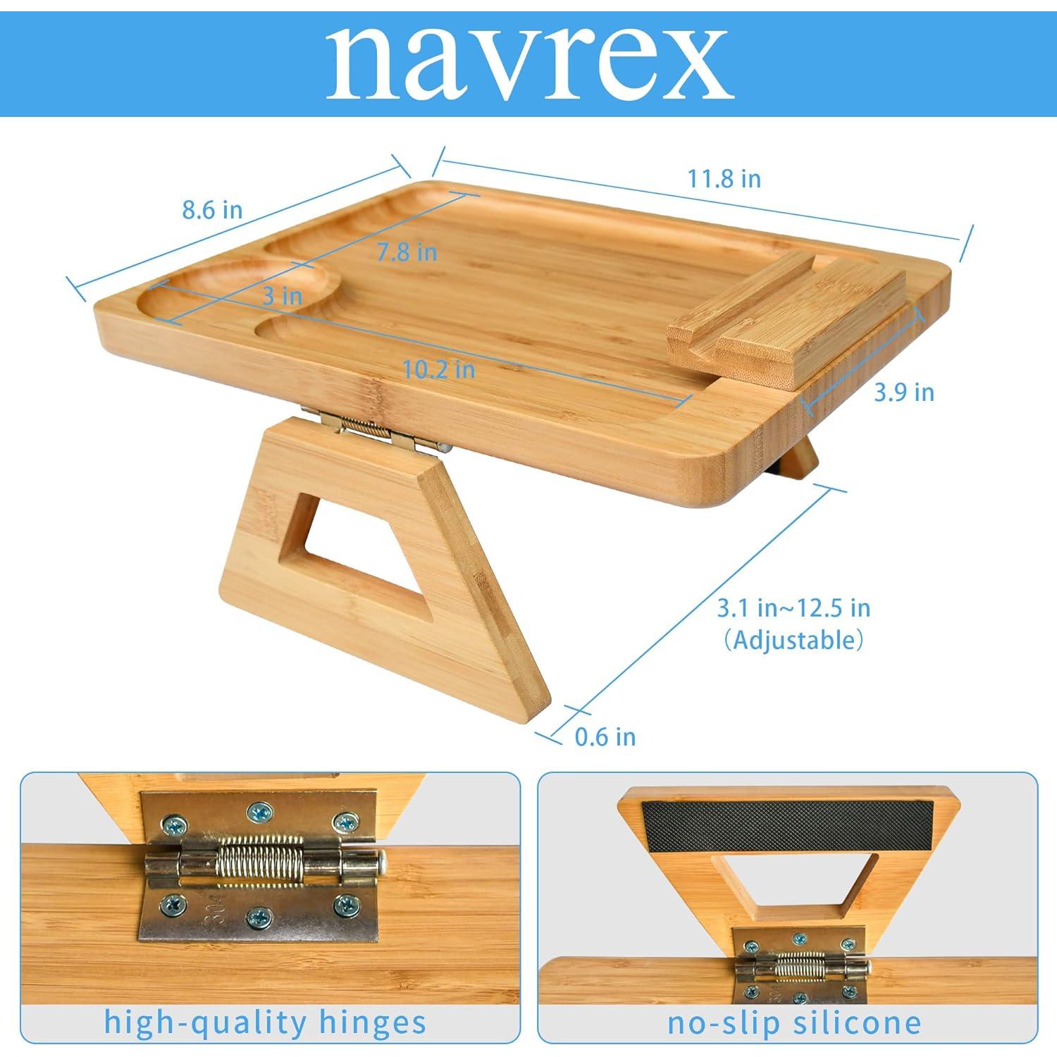 Mesa de bandeja para sofá NAVREX de bambú con soporte giratorio