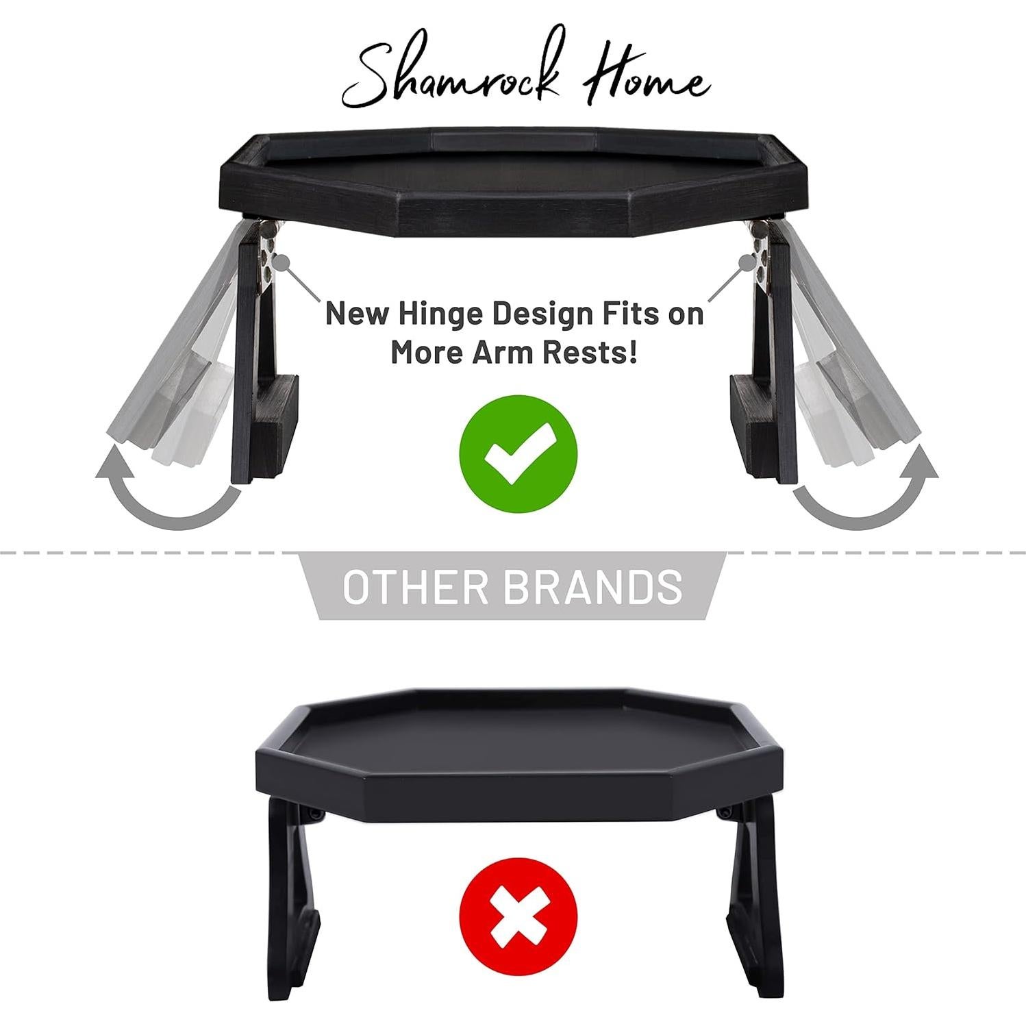 Mesa de Brazo de Sofá Shamrock Home Trayble 33x27.4cm Negro