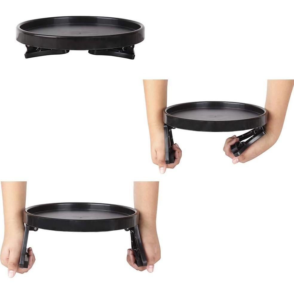 Mesa Lateral Clip de Brazo NDL para Bebidas y Controles - Negro