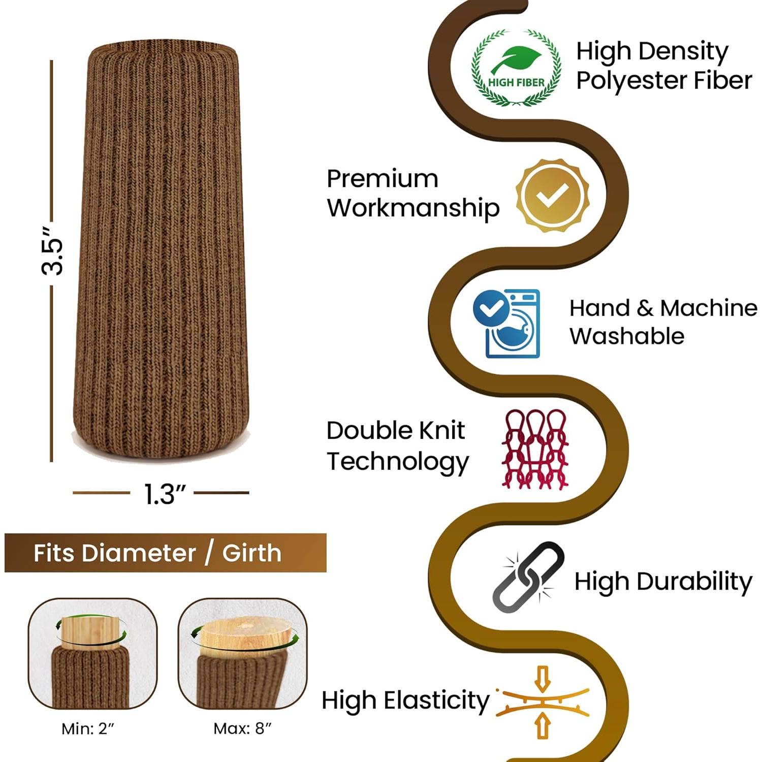 48 Calcetines Protectores de Silla IAMZAY Marrón Antideslizantes
