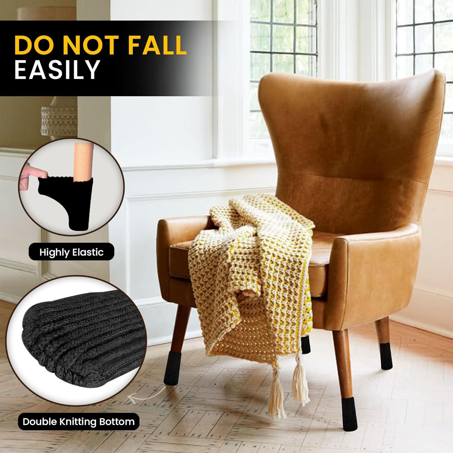 16 Calcetines Protectores de Silla IAMZAY Negros Antideslizantes