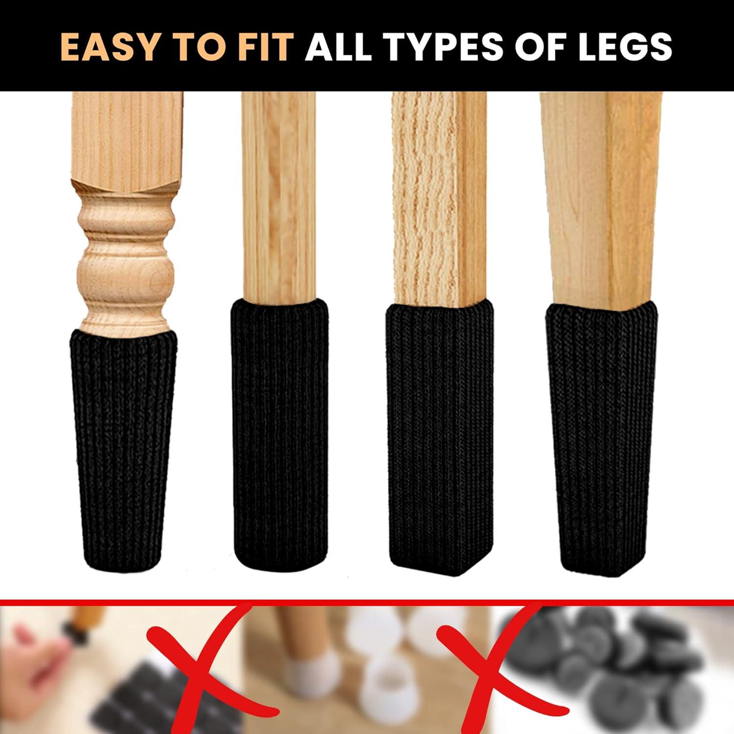 16 Calcetines Protectores de Silla IAMZAY Negros Antideslizantes