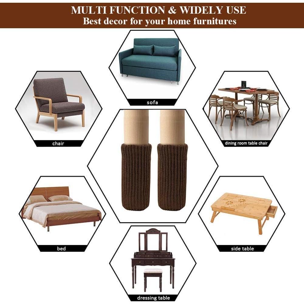 24 Calcetines para Patas de Muebles UrsoKuz Marrón Antideslizantes