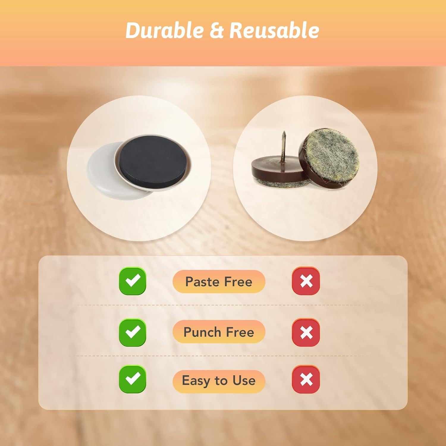 Deslizadores de Muebles CO-Z - 8 Piezas 8.89 cm para Alfombra