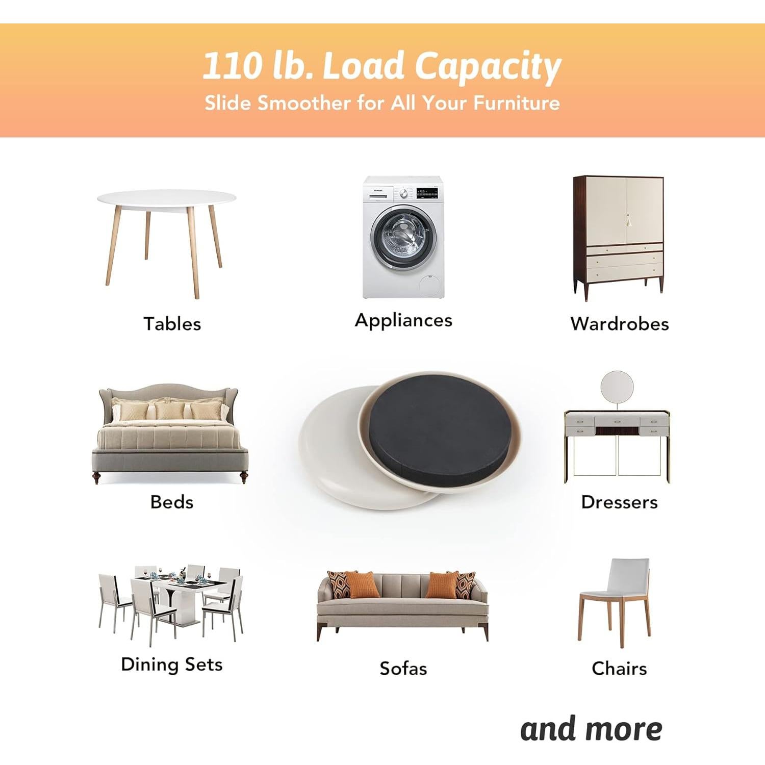 Deslizadores de Muebles CO-Z - 8 Piezas 8.89 cm para Alfombra