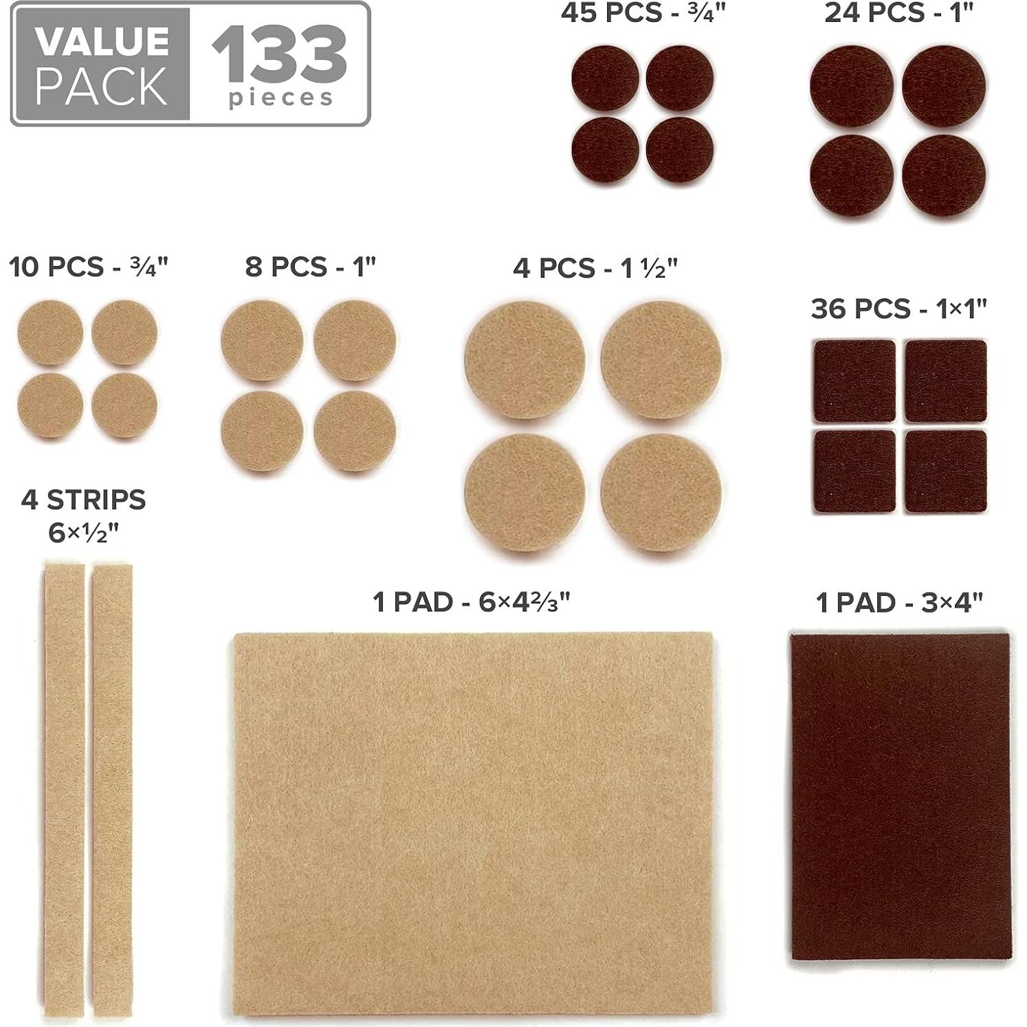 Almohadillas de Fieltro X-PROTECTOR 133 PCS para Muebles