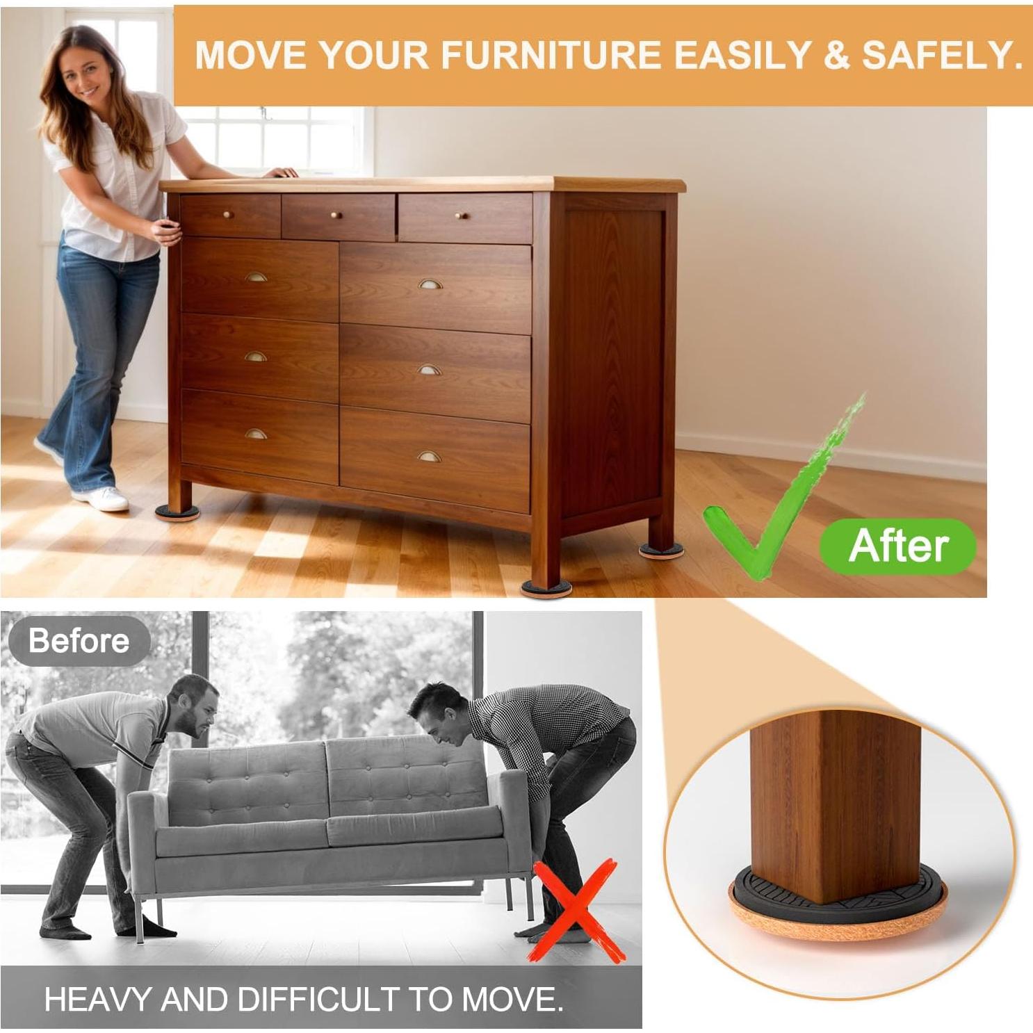 Deslizadores de Muebles de Fieltro PISAO 16 PCS 8.89 cm Antirayaduras