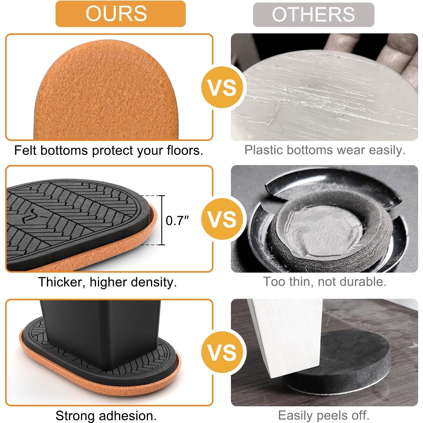 Deslizadores de Muebles TOMHUA 4 PCS Ovalados 24.1x14.6 cm