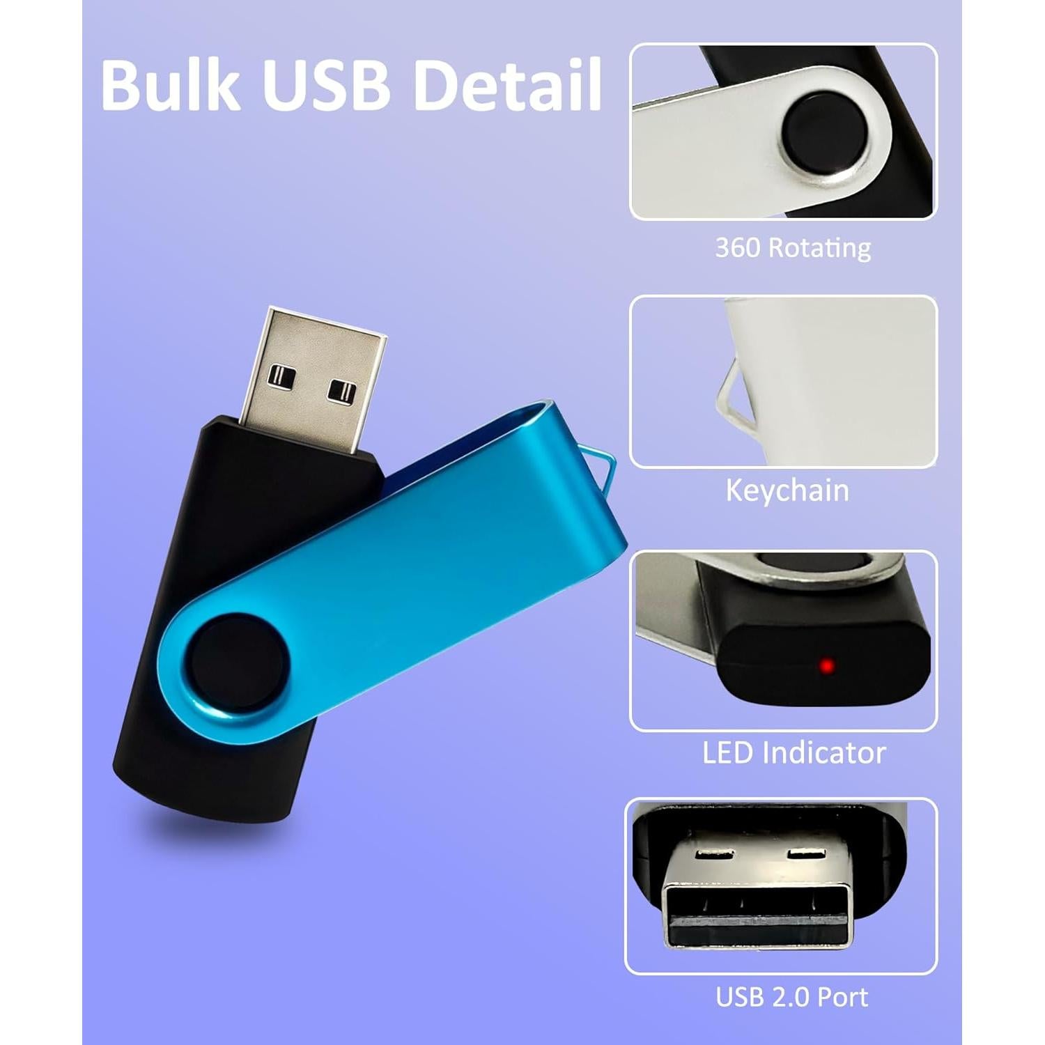 Pendrive USB 2.0 Nicepicten 8GB Paquete de 20 Colorido