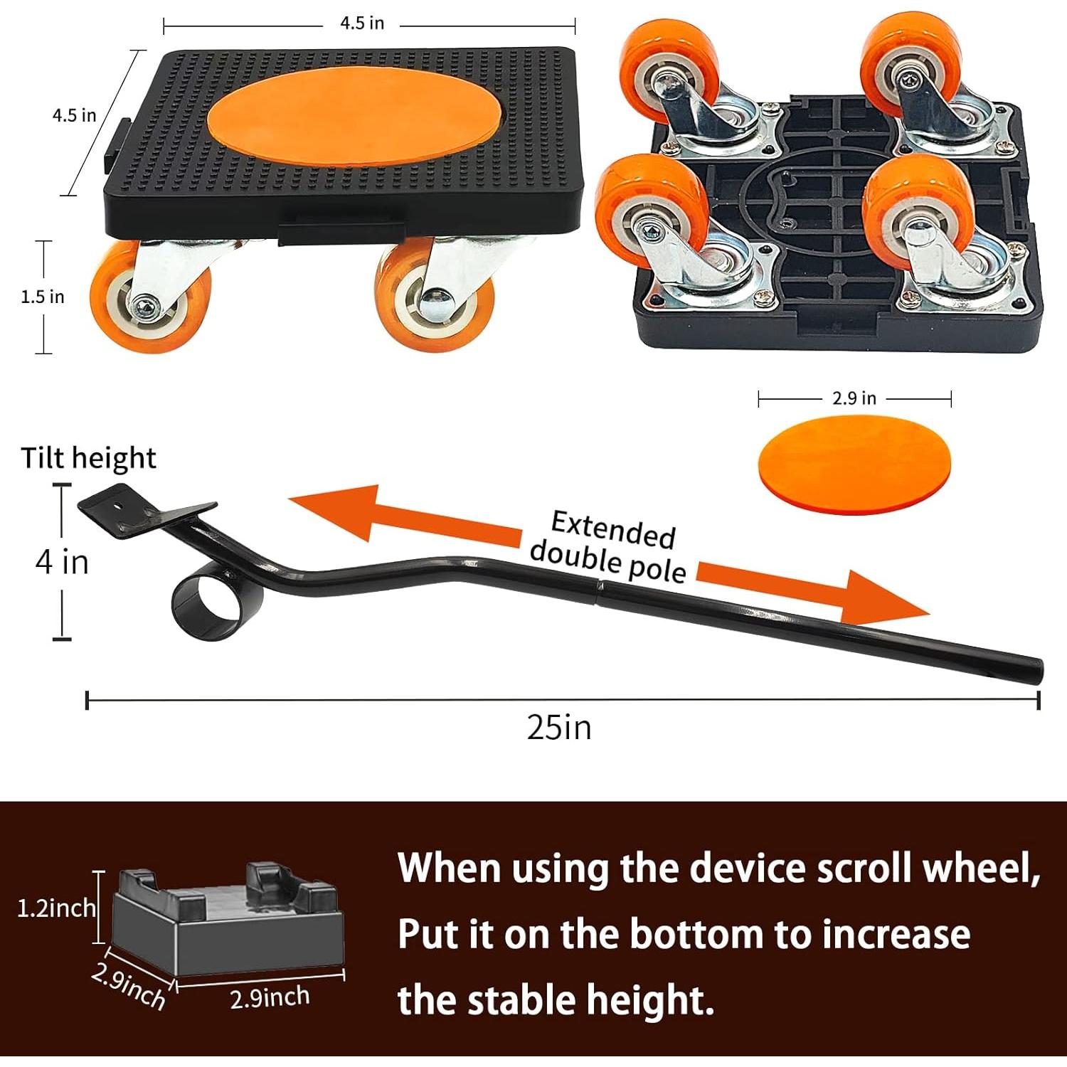 Juego de Herramientas para Mover Muebles Vexercisehoop 4 Ruedas 400kg