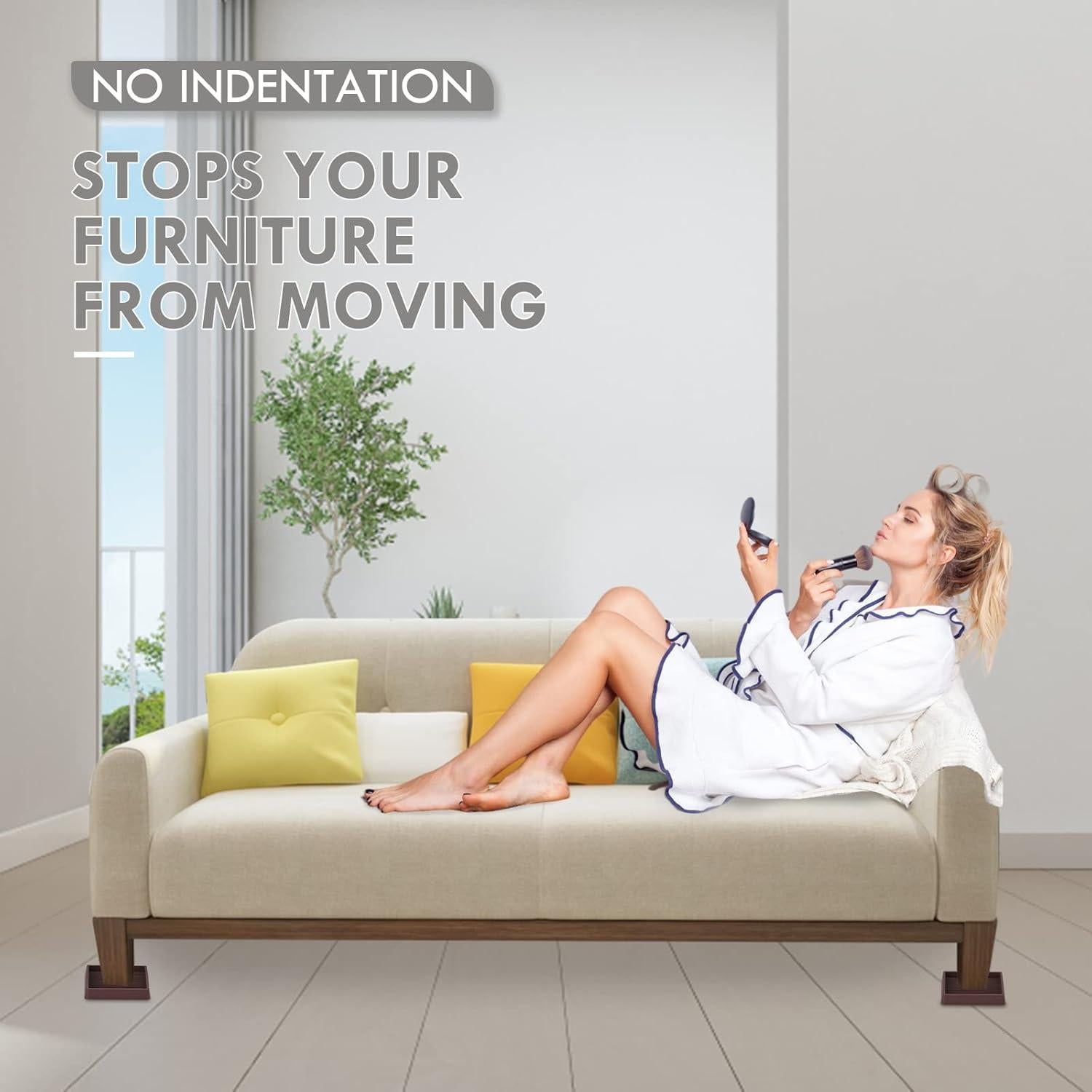 Tazas de goma antideslizantes VOCOMO 7.62 cm marrón, paquete de 4