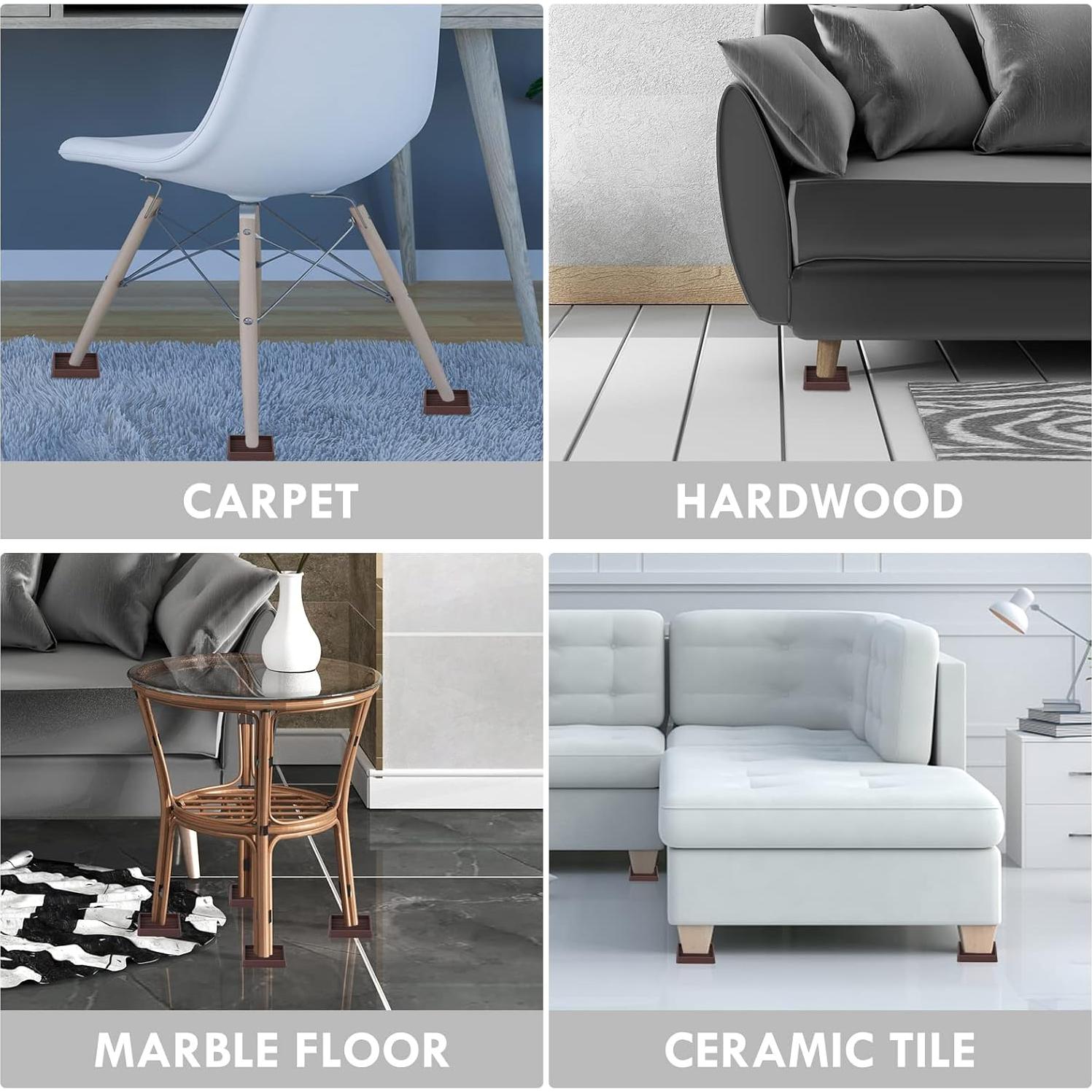 Tazas de goma antideslizantes VOCOMO 7.62 cm marrón, paquete de 4