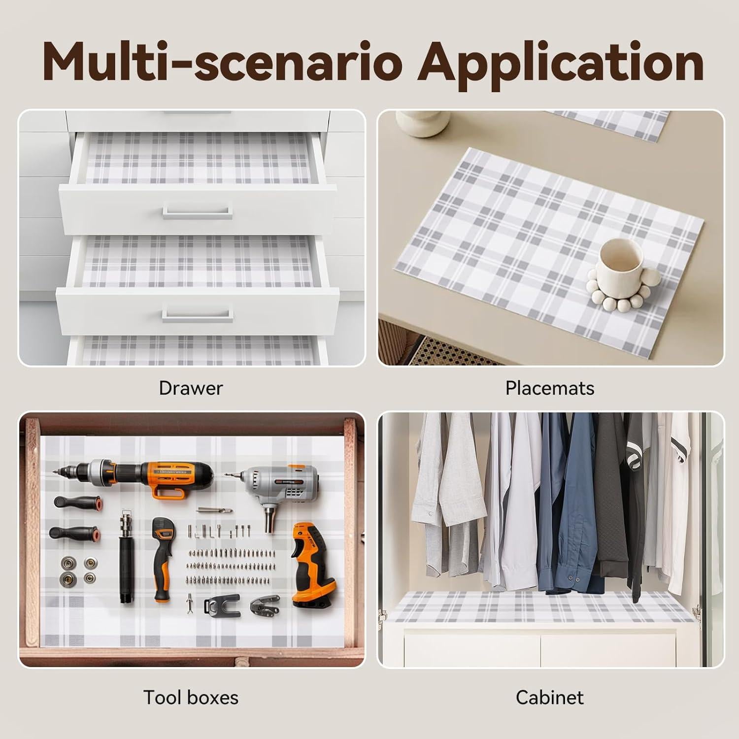 Forro de Estante Antideslizante TheBaDaz Gris 30.48x300 cm