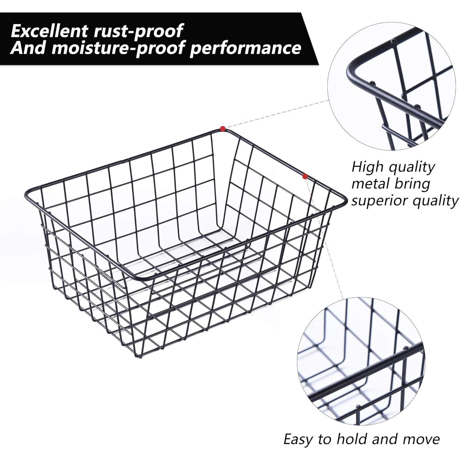 Cestas de Alambre Beimu 4 Pcs Mediano Negro para Almacenamiento